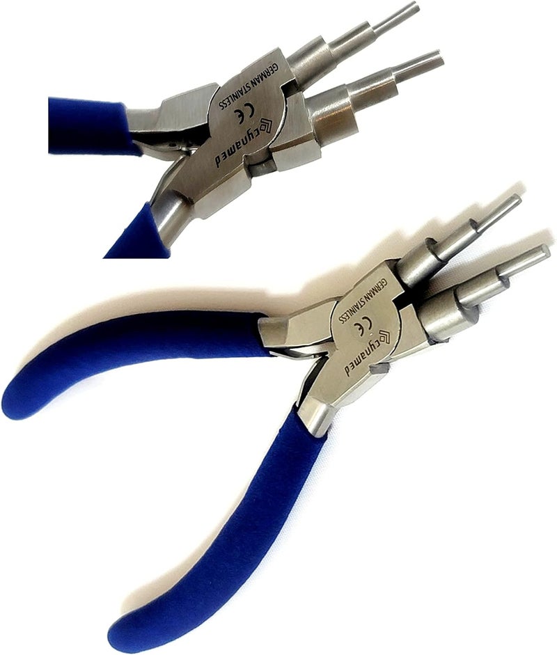 CYNAMED German Heavy Duty Bail Making Pliers,6 IN 1 Wire Looping Forming Pliers, BIG SIZE LOOPING PLIERS 13,16 & 20MM,SMALL LOOPING PLIER, 5, 7,10MM Anti Slip comfort grip handle - Image 1